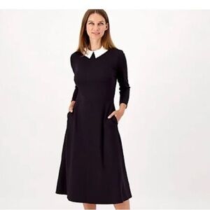 GIRL WITH CURVES Contrast Collar Ponte MIDI Dress A523934